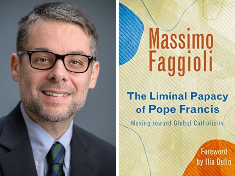 Pictured left is Massimo Faggioli, and pictured right is the cover of his new book.