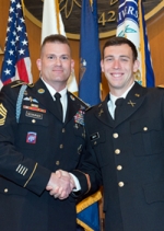 Second Lieutenant Andrew James Smith '13 ME receives his commissioning from the U.S. Army