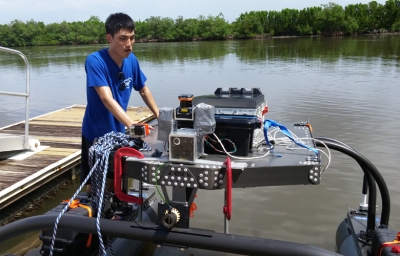 Gin Siu Cheng ’14 CpE with the WAM-V in Florida.