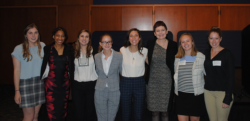 Members of the Villanova SWE executive board with guest speaker Dr. Anne Roby ’86 ChE (third from left).