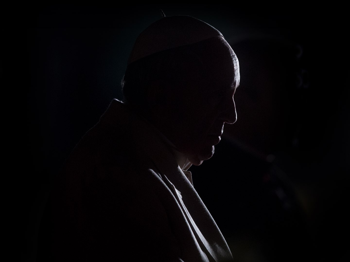 Silhouette of Pope Francis.