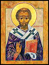 A religious icon of Saint Augustine created by Father Richard Cannuli