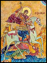 A religious icon of Saint George created by Father Richard Cannuli
