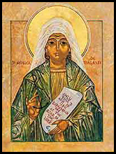 A religious icon of Saint Monica created by Father Richard Cannuli