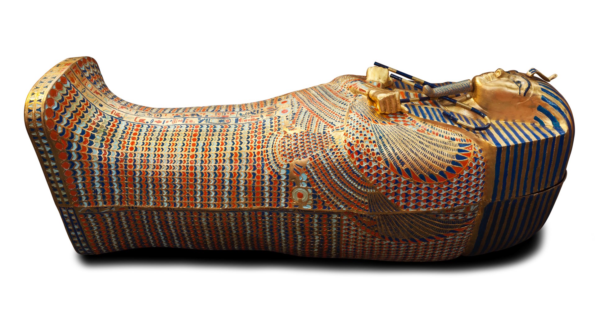 Close-up of golden sarcophagus.