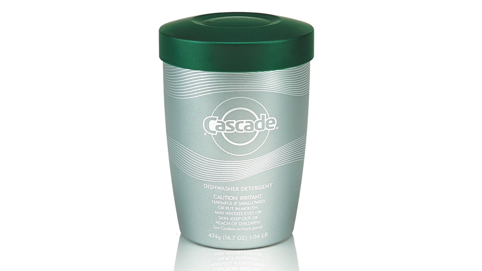 Reusable container of Cascade dishwasher detergent