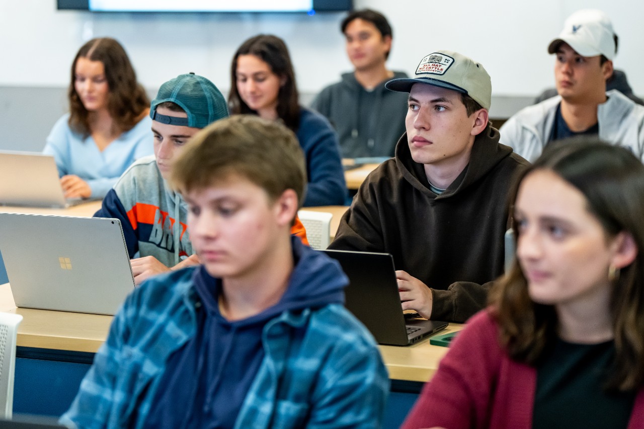 students listening in class