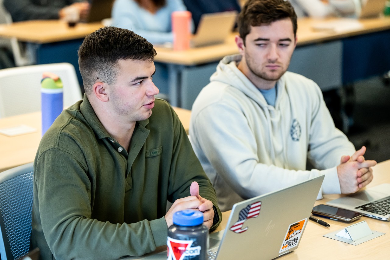 student talking in class