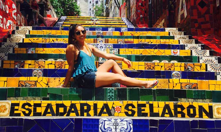 Student in Brazil Sitting on Steps