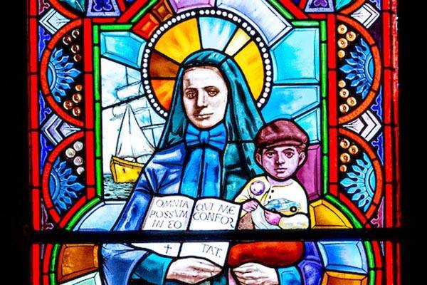 St. Frances Cabrini Stained Glass in Corr Hall Chapel 