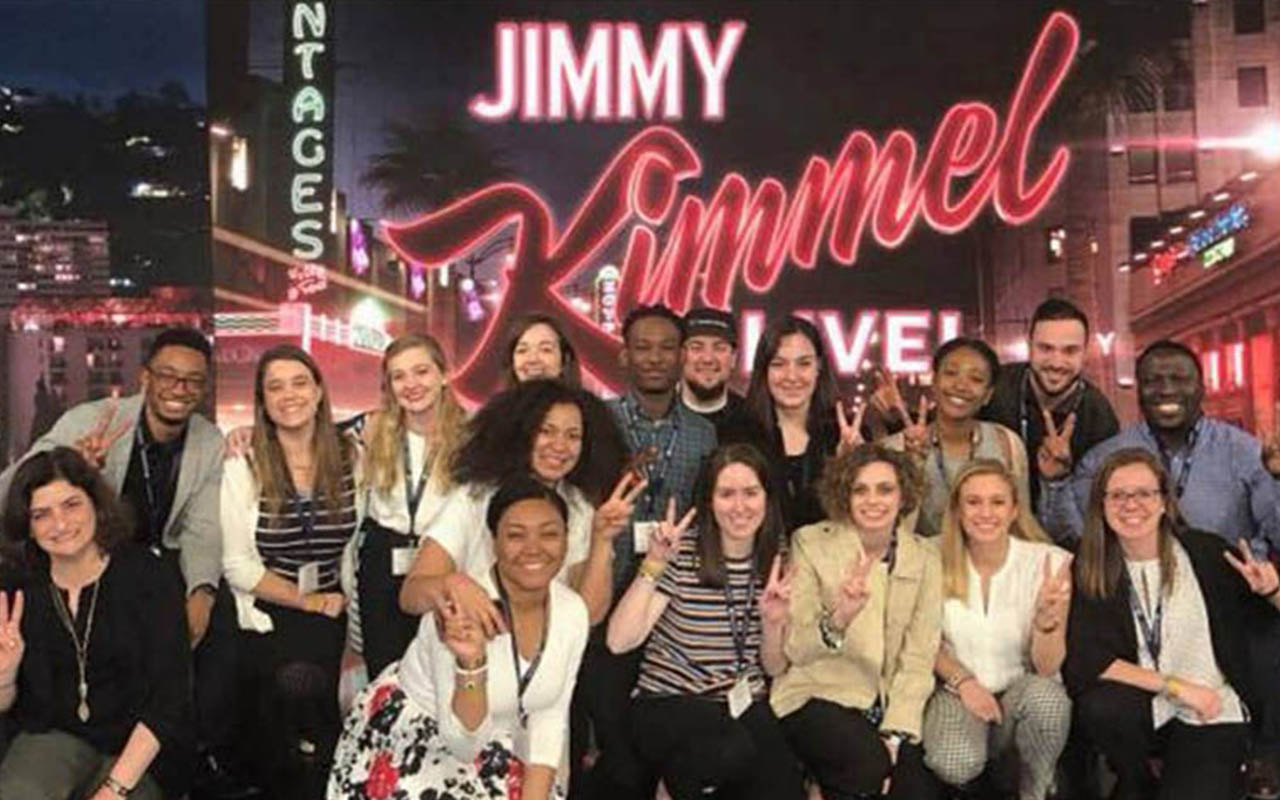 Group of students smiling at Jimmy Kimmel Live.