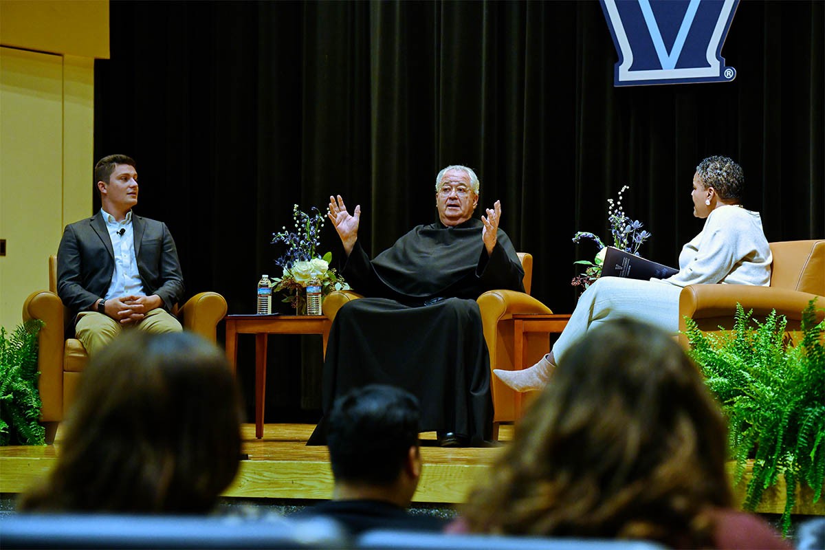 University President, the Rev. Peter M. Donohue OSA speaking at an Ignite Your Strengths event