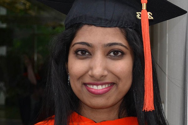 Shalini Sunkara, graduate of Villanova's Master's in Electrical Engineering program.