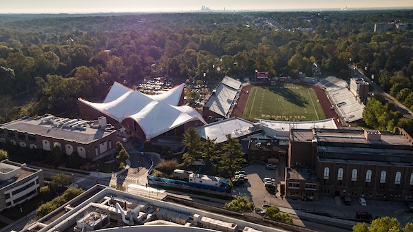 An aerial view of the stadium complex on Villanova's campus.