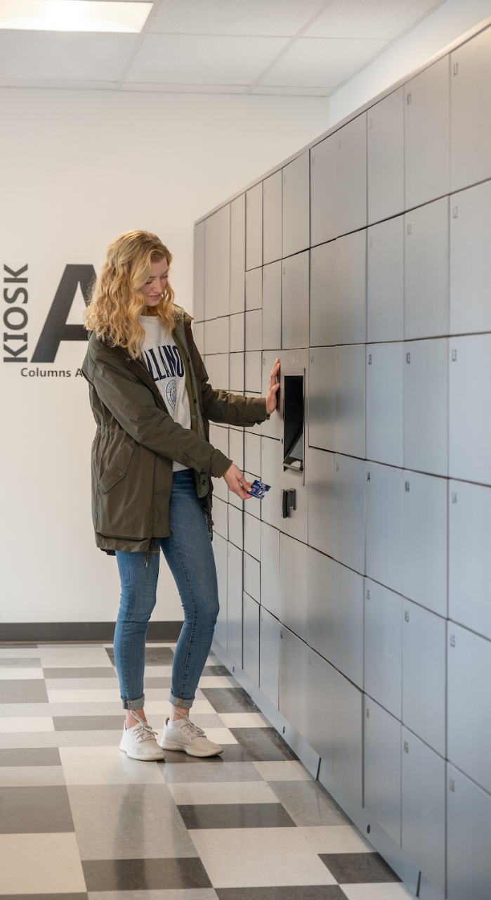 image of student at lockers using her wildcard