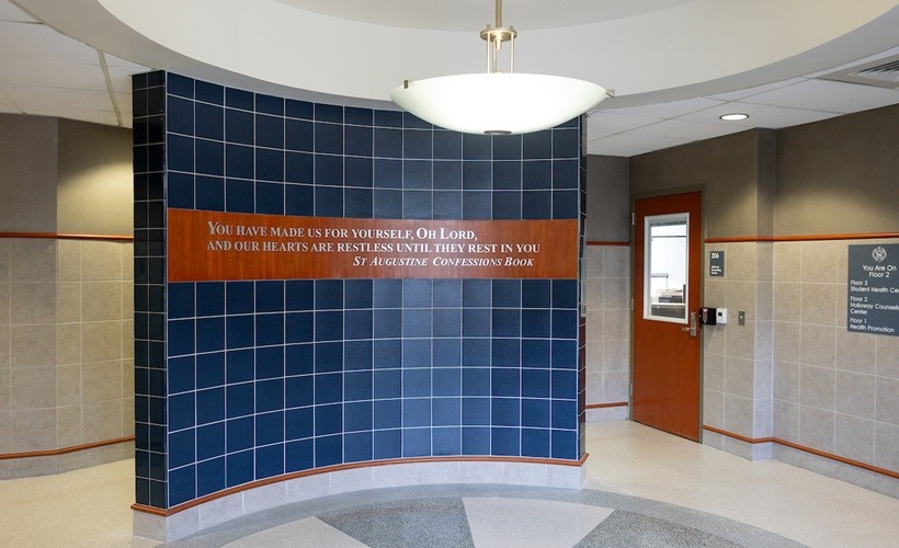 The lobby of the Health Services Building 