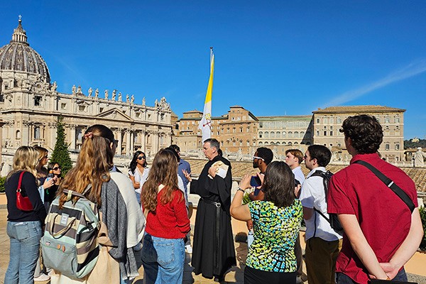 Joseph Farrell, OSA, Vicar General of the Order of St. Augustine, with Villanova Students. Joseph Farrell, OSA, Vicar General of the Order of St. Augustine, with Villanova Students.