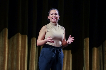 Villanova University graduate Chemistry student Eliana Uriona took First Place and the People’s Choice award in the University's Three Minute Thesis (3MT) Competition on February 28 in the Mullen Center for the Performing Arts