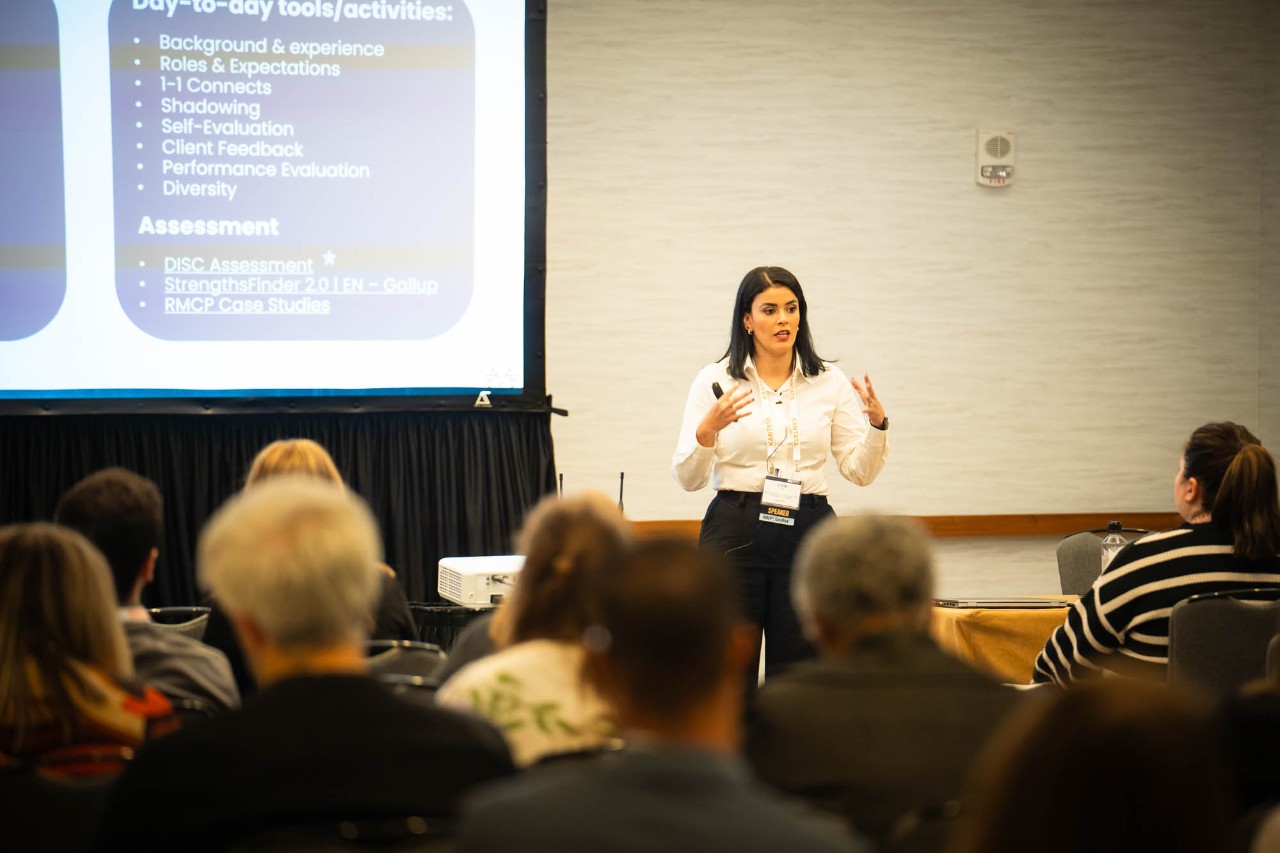 Ligia Vail ’24 MS presents at the Resource Management Global Symposium this year.