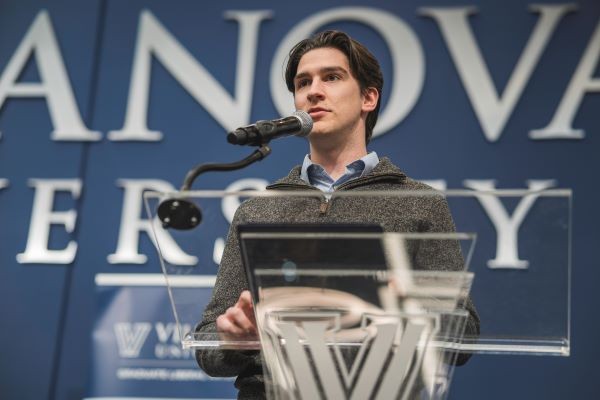 Graduate Research Symposium A student presents at the annual Graduate Research Symposium.