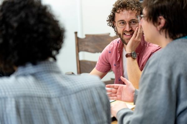 Villanova graduate students Villanova students in a classroom setting.