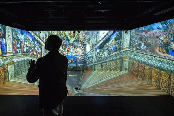 Vatican art work simulation in the virtual reality CAVE.