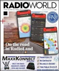 Cover of Radio World Magazine showing an image of a phone app that finds radio stations