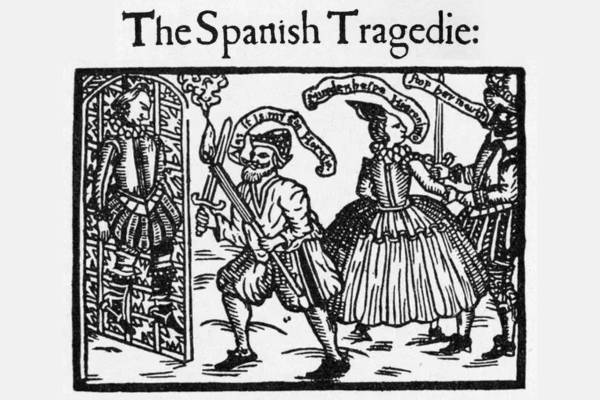 Elizabethan wood carving title folio for The Spanish Tragedy