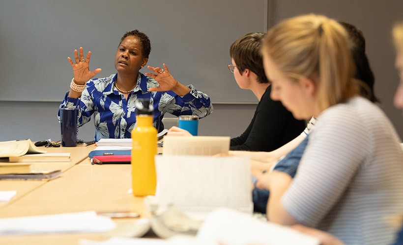 Crystal Lucky teaches an English class.