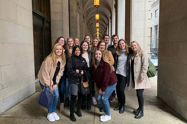 Students in Jill McCorkel's class stand outside the Philadelphia Municipal Courthouse