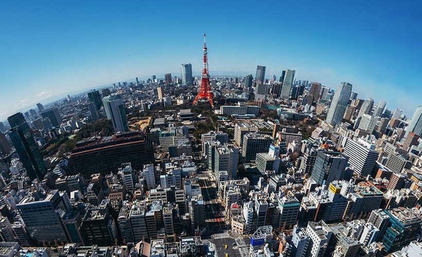 An aerial image of Tokyo. 