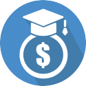 affordable icon with graduation cap and dollar sign