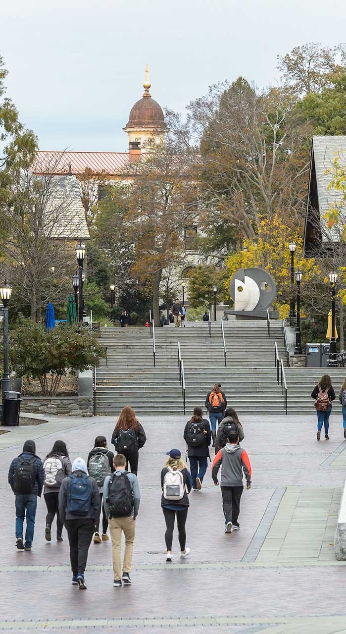 Students walk on Villanova's campus.