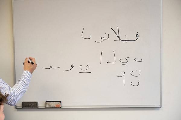 Arabic language on whiteboard