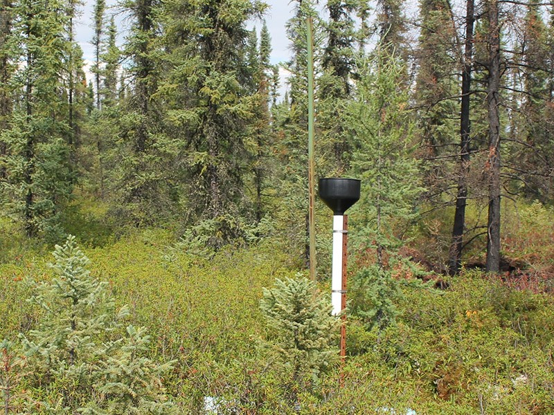A precipitation collector, used to collect and evaluate rainwater