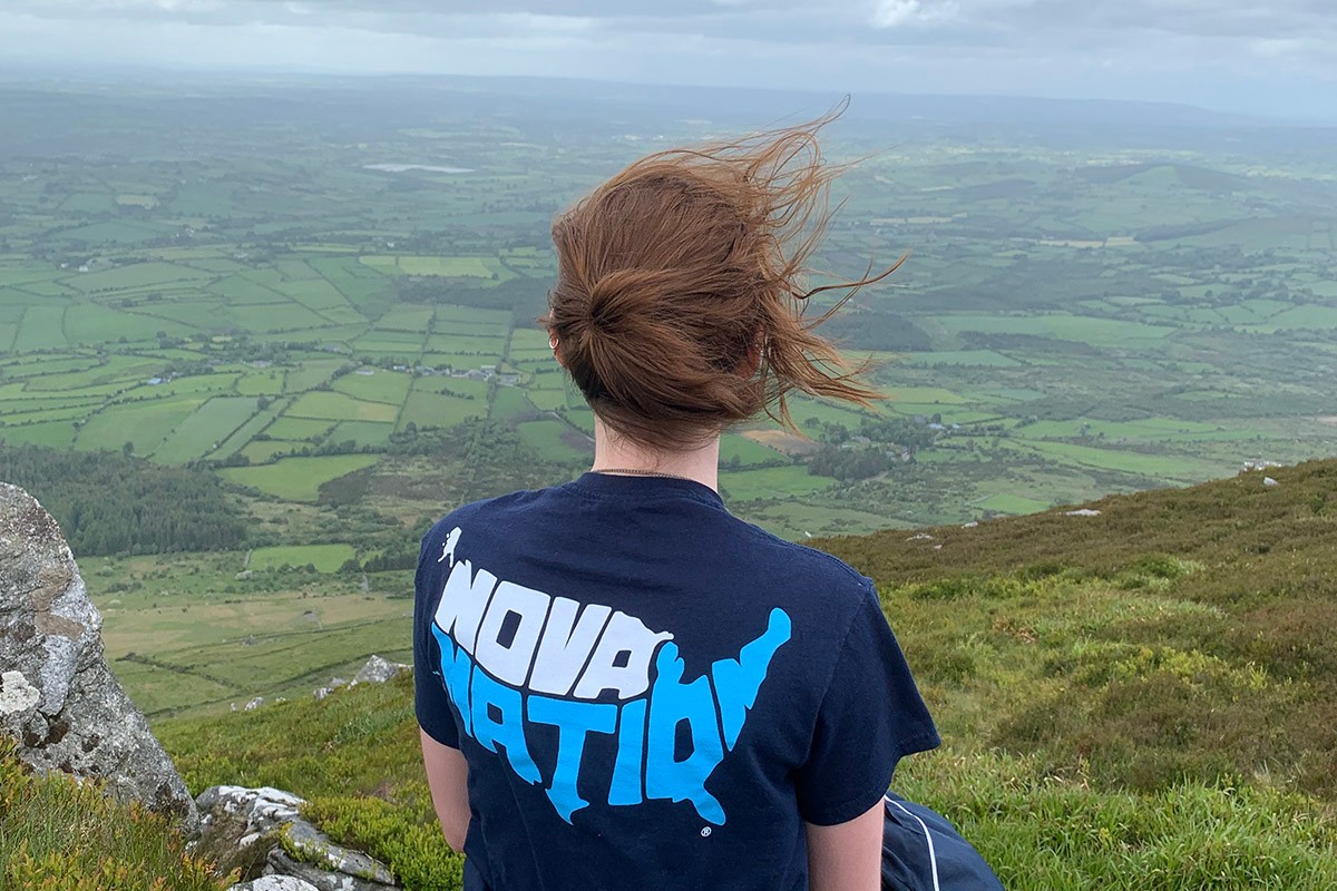 Student looks out at landscape in Ireland.