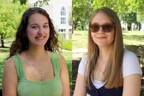 A combined headshot of Sofia Krzewicki '26 CLAS and Amanda Laule '26 MA.