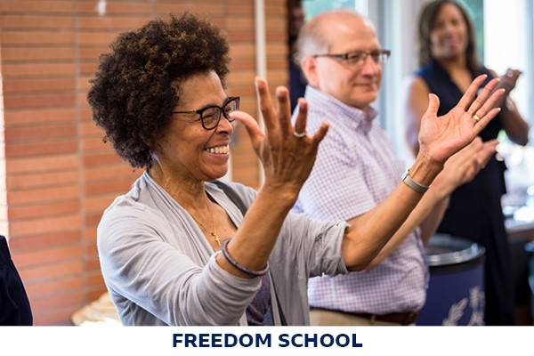 photo of a professor participating in Freedom School