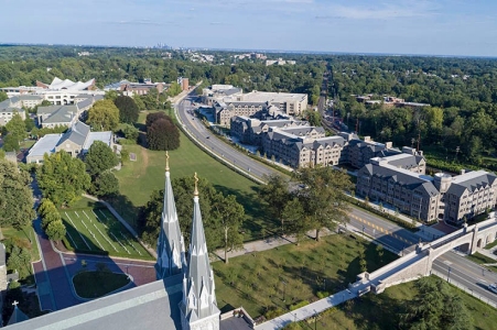 An aerial view of Villanova University's campus.