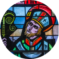 Stain glass artwork of St. Augustine of Hippo