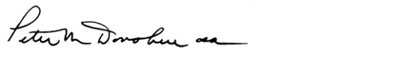 Rev. Peter M. Donohue, OSA, PhD signature