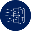 Icon representing an open door.