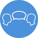 Icon representing two people talking.