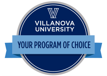 Digital badge reading "Villanova University - Your Program of Choice"