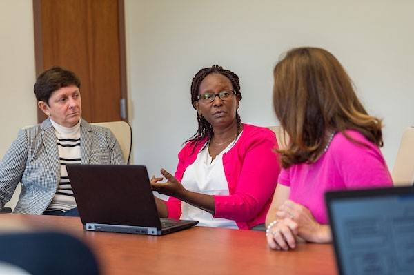 Female faculty speaking