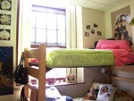 View of a bunk bed in an Alumni Hall double room.