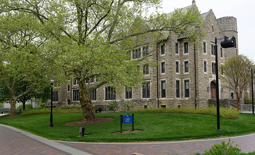Exterior view of Corr Hall on Villanova's main campus.