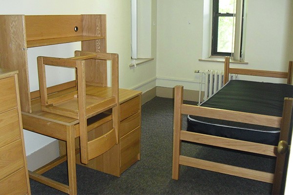 View of a single room in Corr Hall.