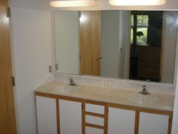 View of the vanity area of standard 2-bedroom apartment.