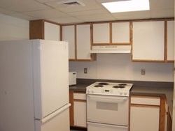 View of the kitchen of a standard 2-bedroom apartment.